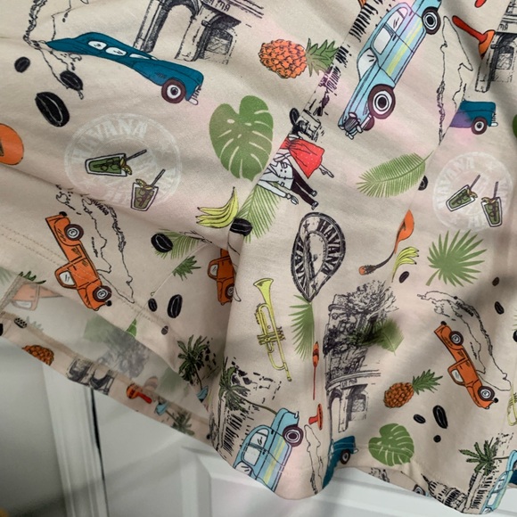 NWT Lindy Bop Cream romper babydoll halter tie back Tiki Print Dress elastic - Picture 5 of 11